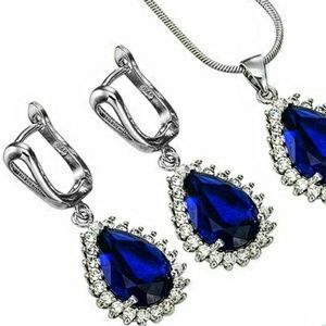Blue Sapphire Zircon Sterling Silver EARRINGS